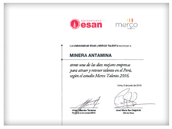 diploma-merco-antamina Certificado para minera Antamina.