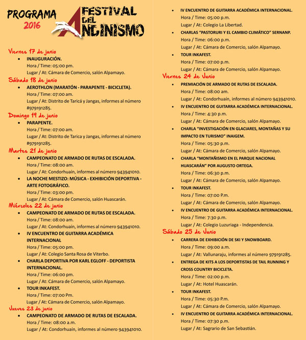 Cronograma de actividades del 17 al 25 de Junio.