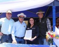 La ministra de salud, Patricia García con el Gobernador de Áncash, Enrique Vargas y Freddy Kleimann y Darío Zegarra de Antamina.