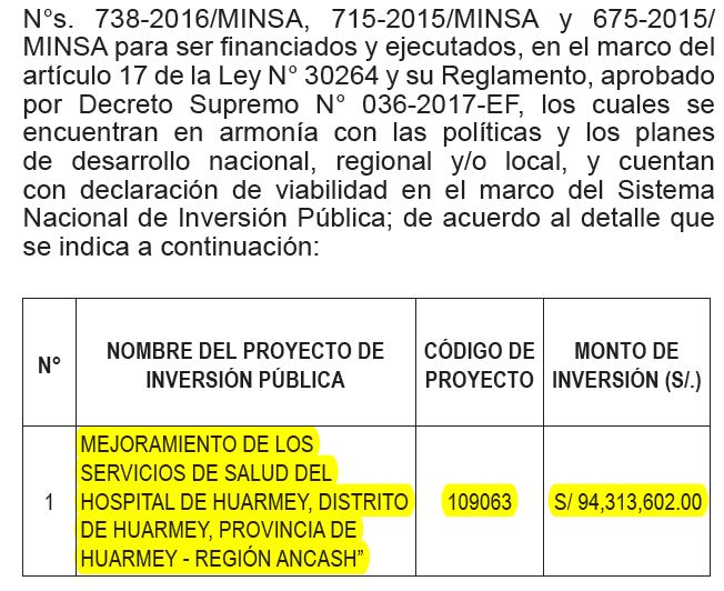 Hospital de Huarmey gracias a obras por impuestos