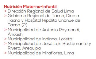 Buenas Prácticas en Gestión Pública 2018: Reconocimiento a la Municipalidad Distrital de Antonio Raymondi en la categoría de Nutrición Materno Infantil