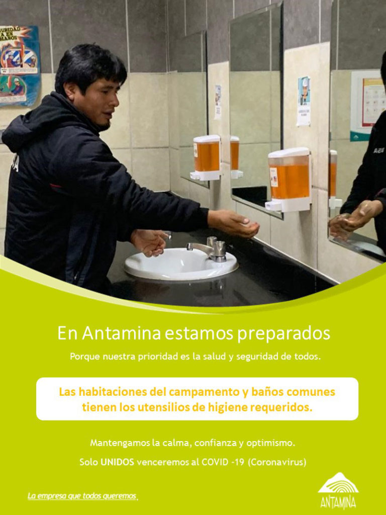 Antamina contra el COVID-19 habitaciones y baños con equipo higiénico