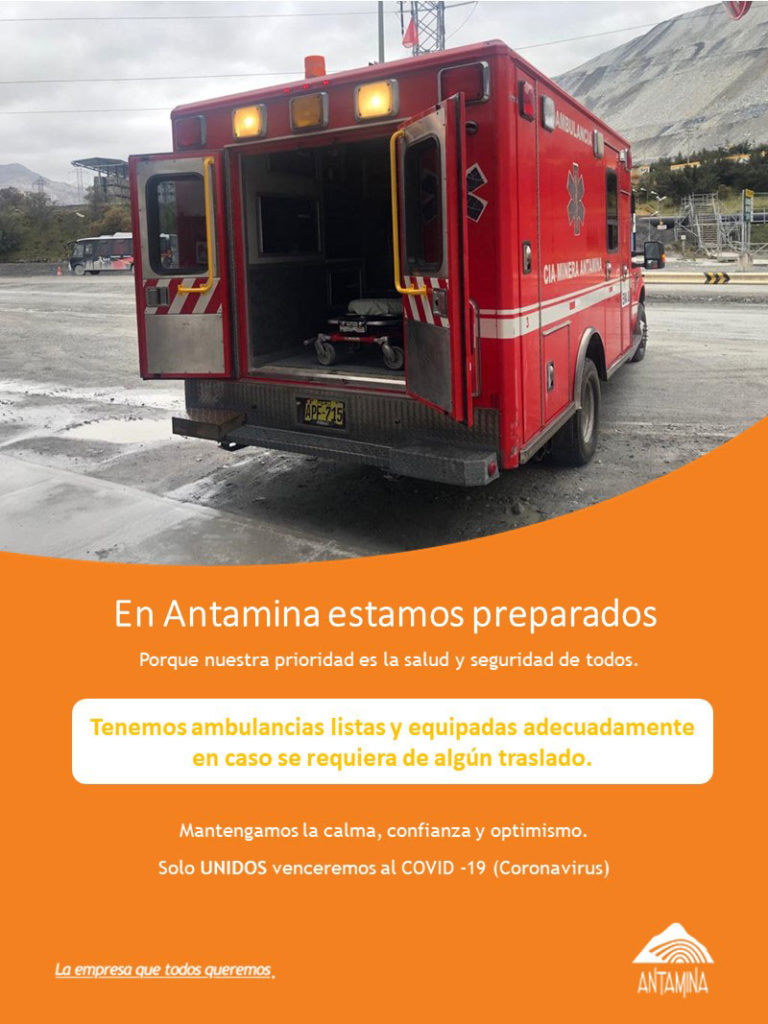 Antamina contra el COVID-19 ambulancias equipadas