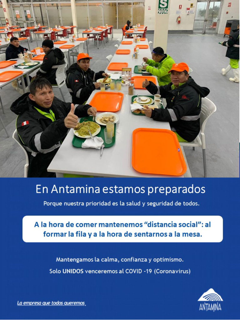 Antamina contra el COVID-19 distancia social en todo momento