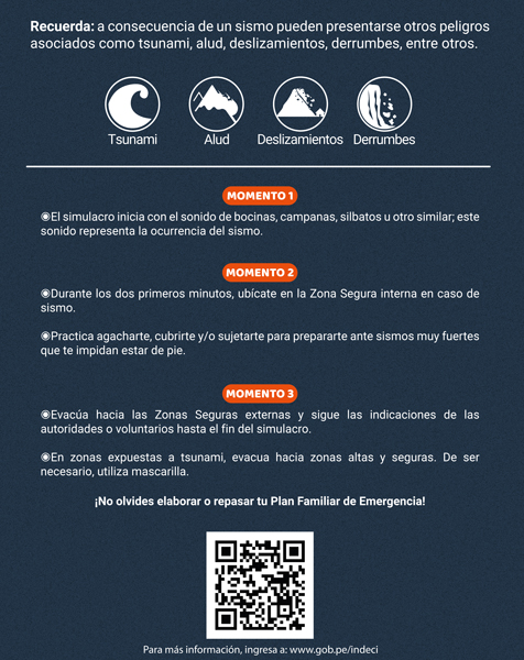 Prevención de desastres naturales: INDECI brinda algunas recomendaciones para el simulacro nacional, que se realiza el 31 de mayo, fecha de la conmemoración del terremoto de Áncash.