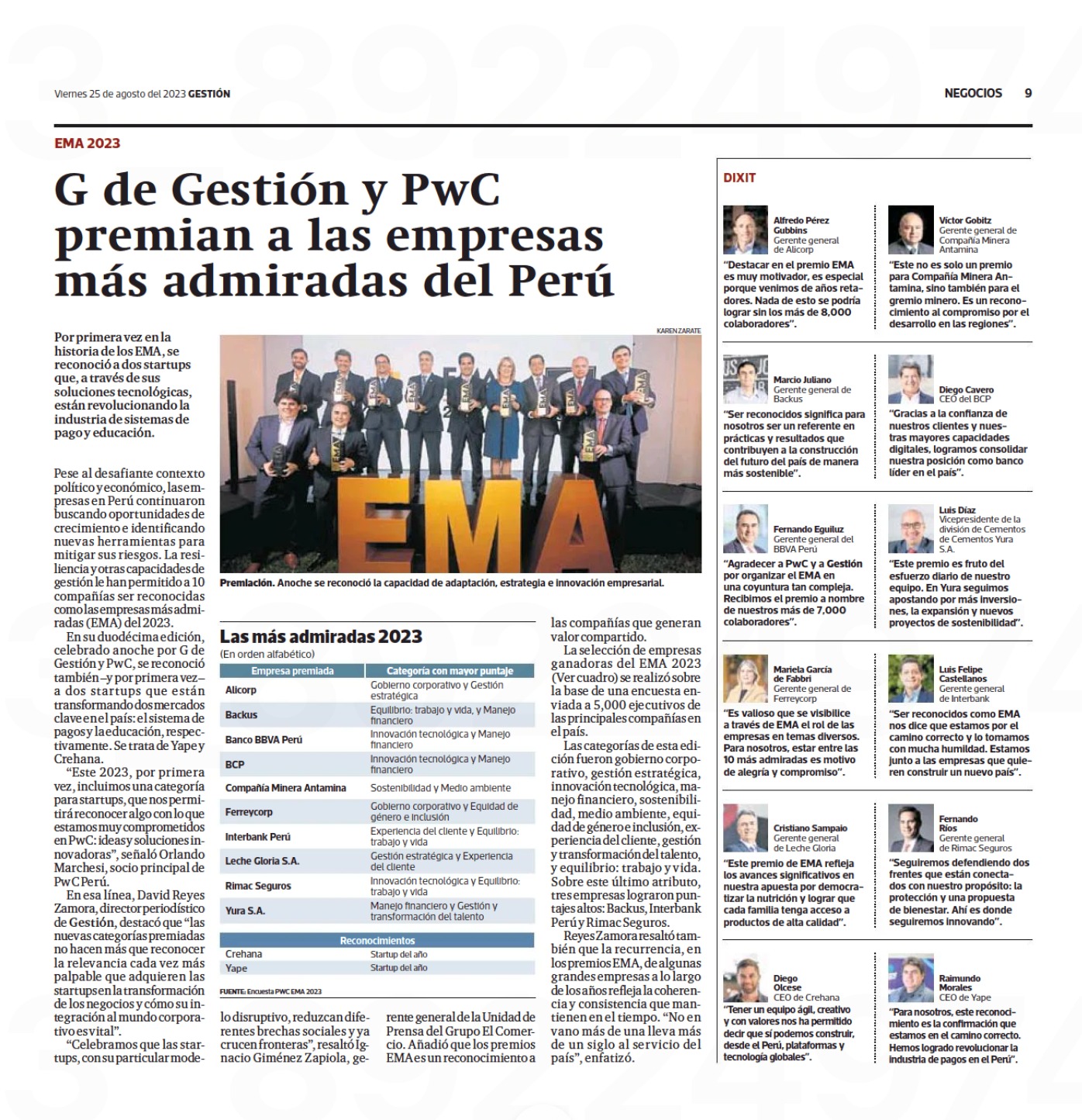 EMA 2023: Antamina fue reconocida por su gestión de Sostenibilidad y Medio Ambiente.