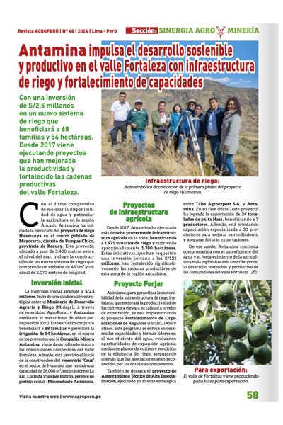 Desarrollo sostenible: revista informa el proyecto de infraestructura en el Valle Fortaleza.