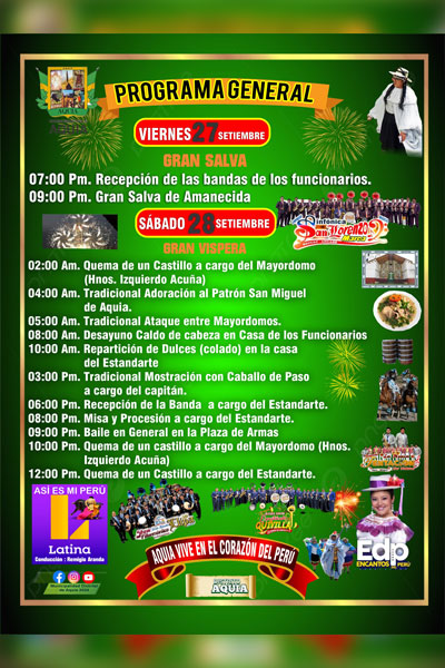 San Miguel Arcangel de Aquia San Miguel Arcangel de Aquia: Programa de actividades de la fiesta de San Miguel Arcangel de Aquia.